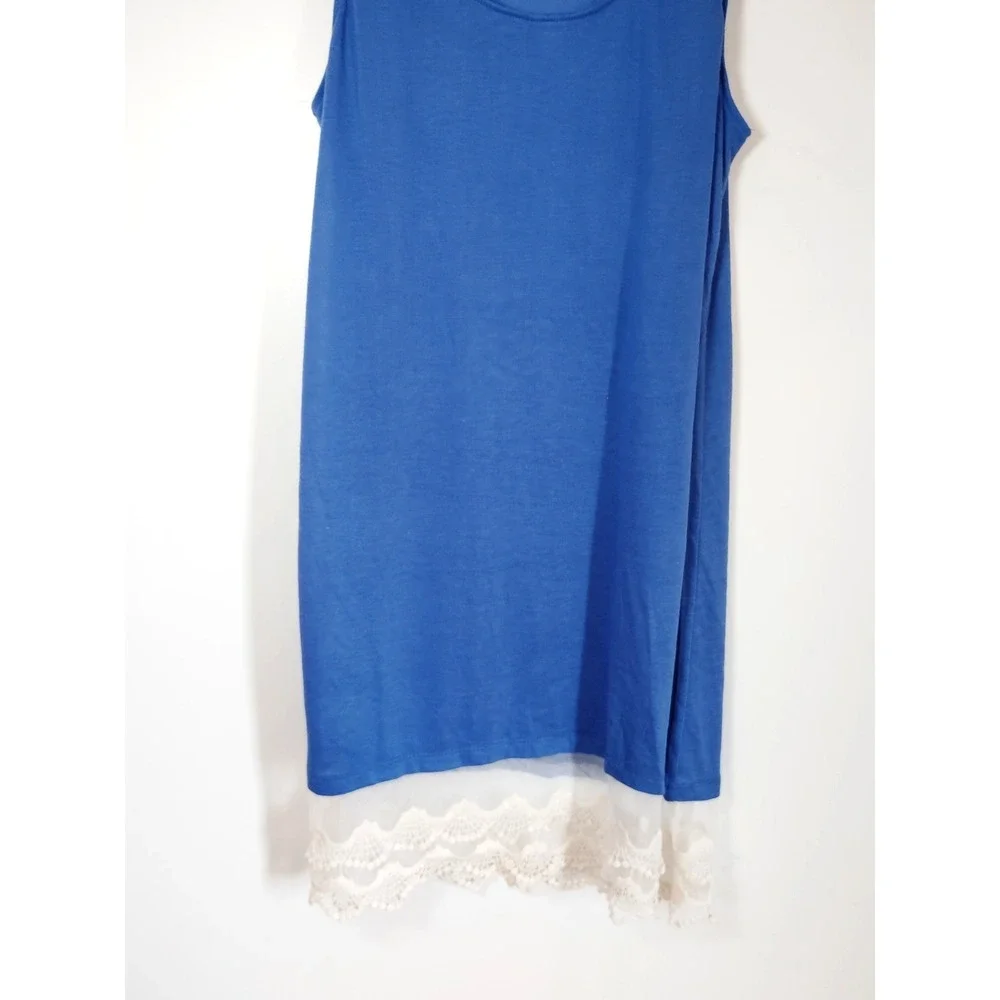 NWOT Hayden Los Angeles Sleeveless Lace Trim‎ Blue Dress Resort Nautical Women M
